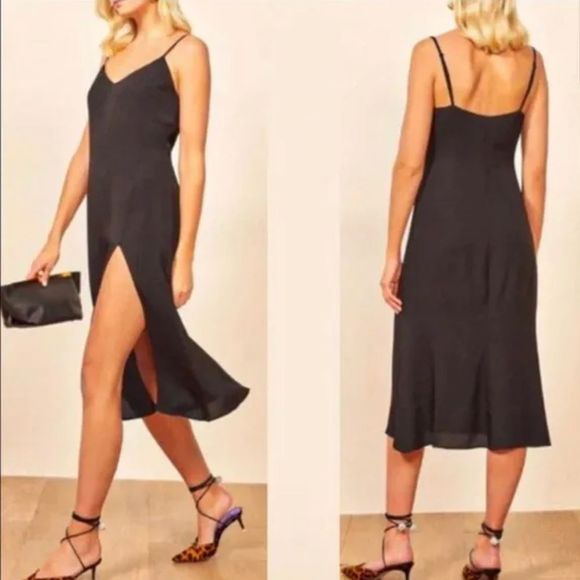 Reformation Crimini Black Slip Midi Dress - Picture 6 of 15